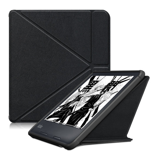 For Kobo Libra Colour 2024 Solid Color Deformation TPU Leather Smart Tablet Case(Black) - Others by buy2fix | Online Shopping UK | buy2fix