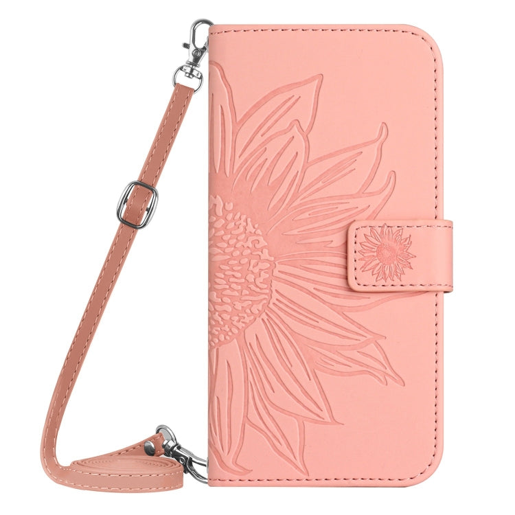 For Samsung Galaxy S25 Ultra 5G Skin Feel Sun Flower Embossed Flip Leather Phone Case with Lanyard(Pink) - Galaxy S25 Ultra 5G Cases by buy2fix | Online Shopping UK | buy2fix