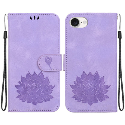 For iPhone SE 2024 Lotus Embossed Leather Phone Case(Purple) - More iPhone Cases by buy2fix | Online Shopping UK | buy2fix