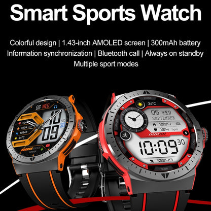 LEMFO HK52 1.43 inch BT5.3 IP68 Sport Smart Watch, Support Bluetooth Call / Message Notification / Heart Rate / Blood Pressure Health Monitor(Orange) - Smart Watches by LEMFO | Online Shopping UK | buy2fix