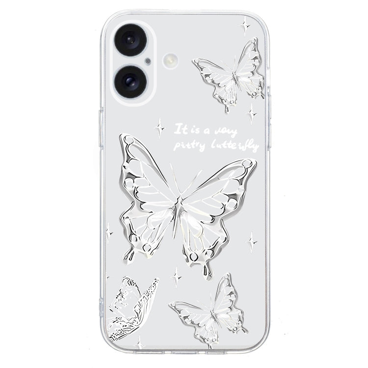 For iPhone 16 Colored Drawing Pattern Transparent TPU Phone Case(Butterflies) - iPhone 16 Cases by buy2fix | Online Shopping UK | buy2fix