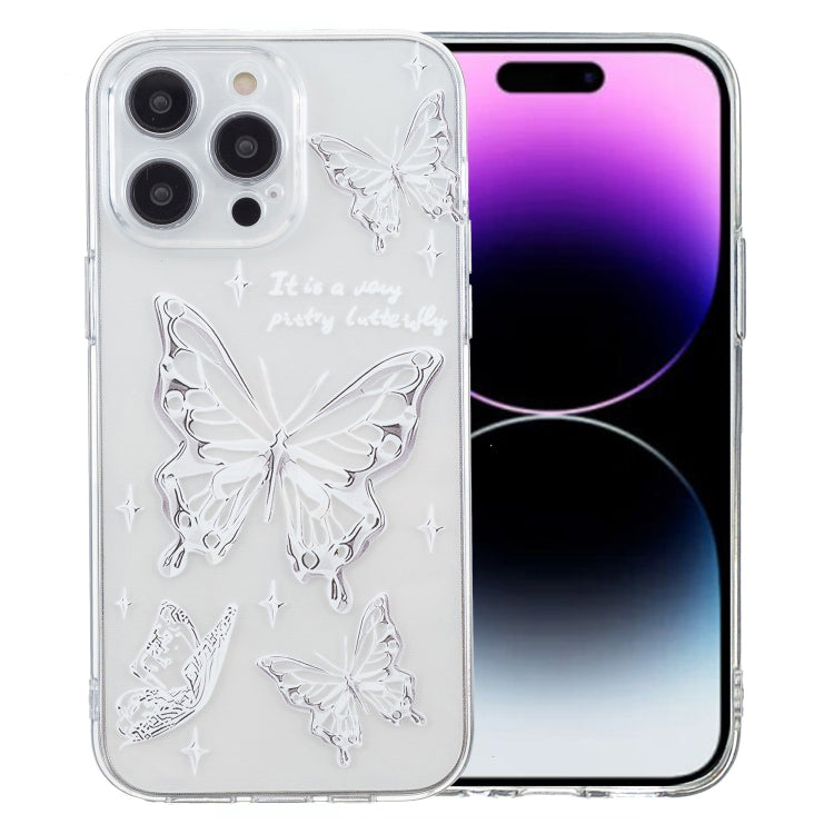 For iPhone 16 Pro Colored Drawing Pattern Transparent TPU Phone Case(Butterflies) - iPhone 16 Pro Cases by buy2fix | Online Shopping UK | buy2fix