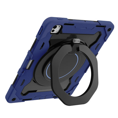 For iPad Pro 13 2024 Armor Portable Rotating Ring Holder Silicone Tablet Case with Pen Slot(Navy Blue) - iPad Pro 13 2024 Cases by buy2fix | Online Shopping UK | buy2fix