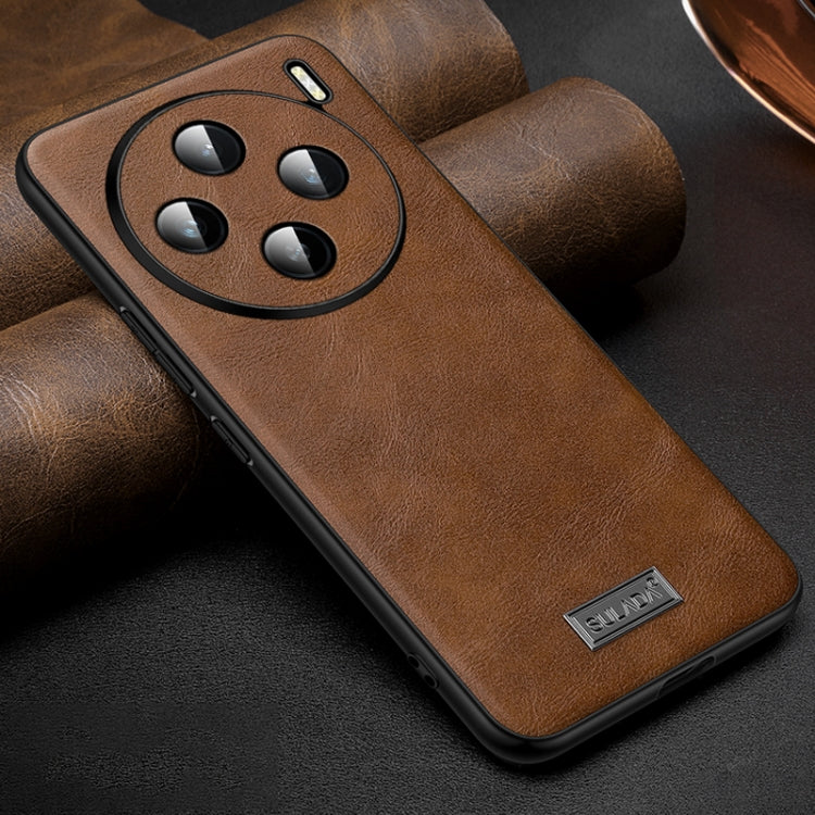 For vivo X100 SULADA Shockproof TPU + Handmade Leather Phone Case(Brown) - X100 Cases by SULADA | Online Shopping UK | buy2fix