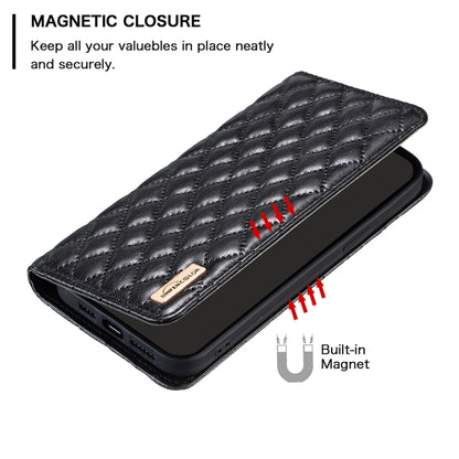 For Samsung Galaxy S25 5G Diamond Lattice Magnetic Leather Flip Phone Case(Black) - Galaxy S25 5G Cases by buy2fix | Online Shopping UK | buy2fix