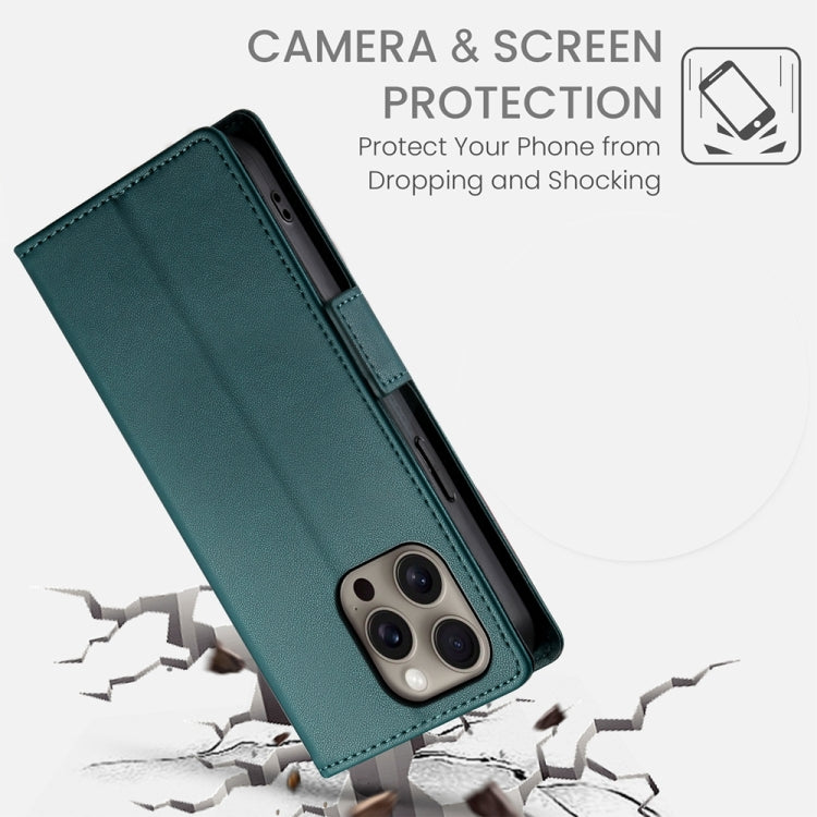 For iPhone 16 Pro Max Side Buckle Magnetic Frosted Leather Phone Case(Dark Green) - iPhone 16 Pro Max Cases by buy2fix | Online Shopping UK | buy2fix