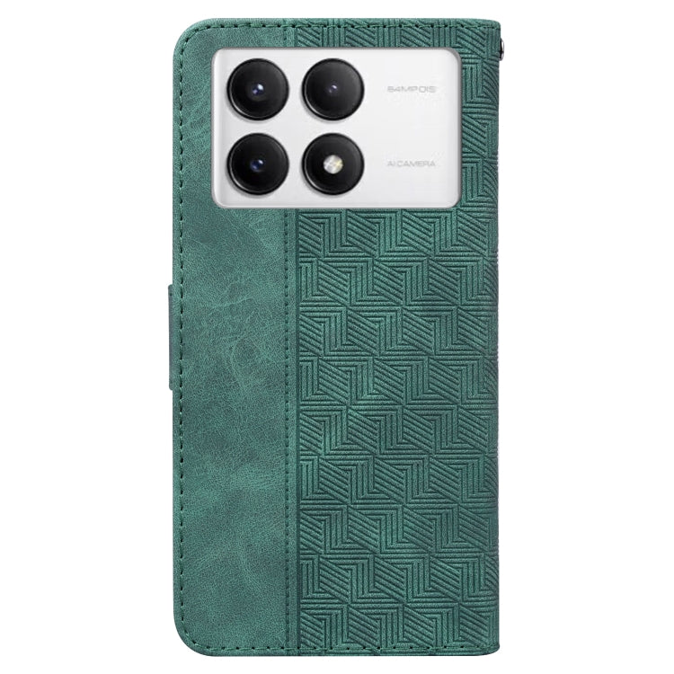 For Xiaomi Redmi K70 Pro / K70 Geometric Embossed Leather Phone Case(Green) - K70 Cases by buy2fix | Online Shopping UK | buy2fix