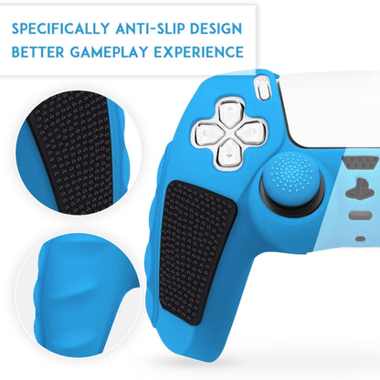 For Sony PS5 Splicing Color Silicone Gamepad Protective Case with Rocker Caps(Blue Black) - Cases by buy2fix | Online Shopping UK | buy2fix