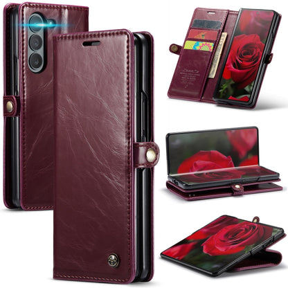 For Samsung Galaxy Z Fold6 5G CaseMe 003 Crazy Horse Texture Flip Leather Phone Case(Wine Red) - Galaxy Z Fold6 5G Cases by CaseMe | Online Shopping UK | buy2fix