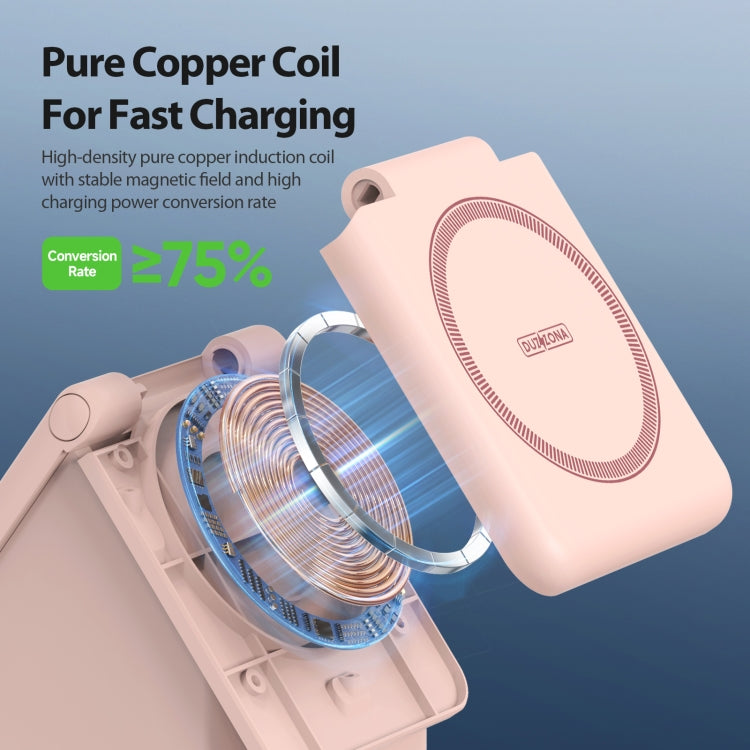 DUZZONA W20 4 in 1 15W Magnetic Wireless Charger Station(Pink) - Wireless Charger by DUZZONA | Online Shopping UK | buy2fix