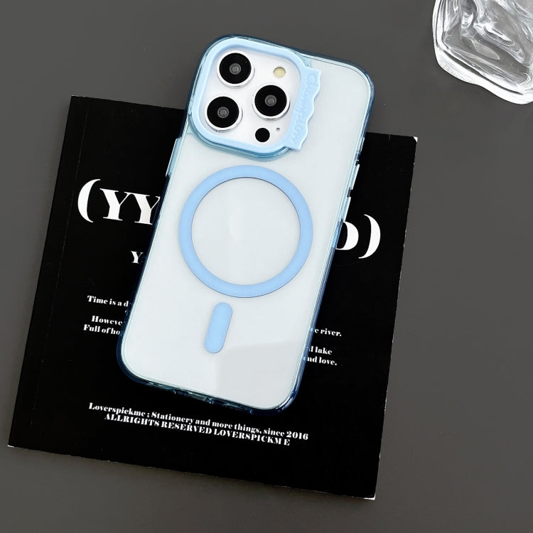 For iPhone 14 MagSafe Colorful Wavy Circle PC Hybrid TPU Phone Case(Blue) - iPhone 14 Cases by buy2fix | Online Shopping UK | buy2fix