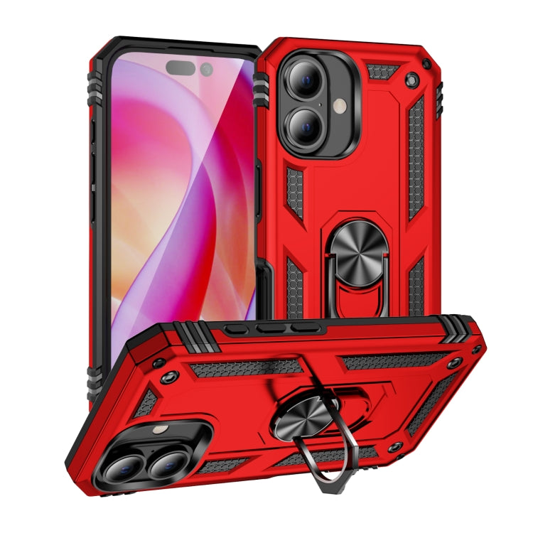 For iPhone 16 Plus Shockproof TPU Hybrid PC Phone Case with Holder(Red) - iPhone 16 Plus Cases by buy2fix | Online Shopping UK | buy2fix