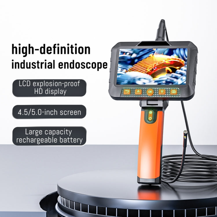 T27 5 inch IPS Color Screen 8mm Single Camera Handheld Hard Cable HD Industrial Endoscope, Length:5m(Orange Black) -  by buy2fix | Online Shopping UK | buy2fix