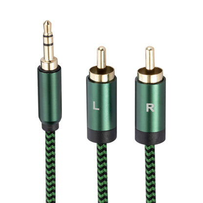 3.5mm Male to 2 RCA Male Audio Cable Amplifier Connector, Length:3m(Green) - RCA Cable by buy2fix | Online Shopping UK | buy2fix