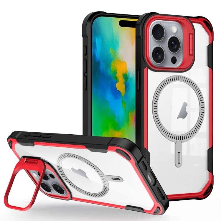 For iPhone 16 Pro Max Transparent Acrylic MagSafe Lens Holder Phone Case(Red) - iPhone 16 Pro Max Cases by buy2fix | Online Shopping UK | buy2fix