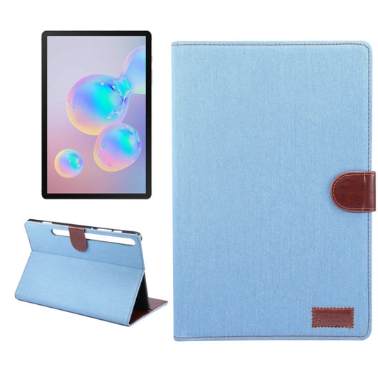 For Samsung Galaxy Tab S7 T870 Denim Texture PC Horizontal Flip Leather Protective Case, with Holder & Card Slots & Wallet & Photo Frame & Sleep / Wake-up Function(Shallow Blue) - Other Galaxy Tab PC by buy2fix | Online Shopping UK | buy2fix