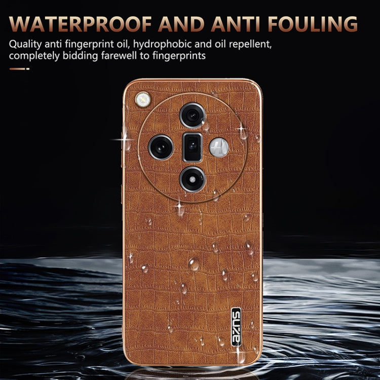 For OPPO Find X7 Ultra AZNS Electroplated Frame Crocodile Texture Full Coverage Phone Case(White) - Find X7 Ultra Cases by AZNS | Online Shopping UK | buy2fix