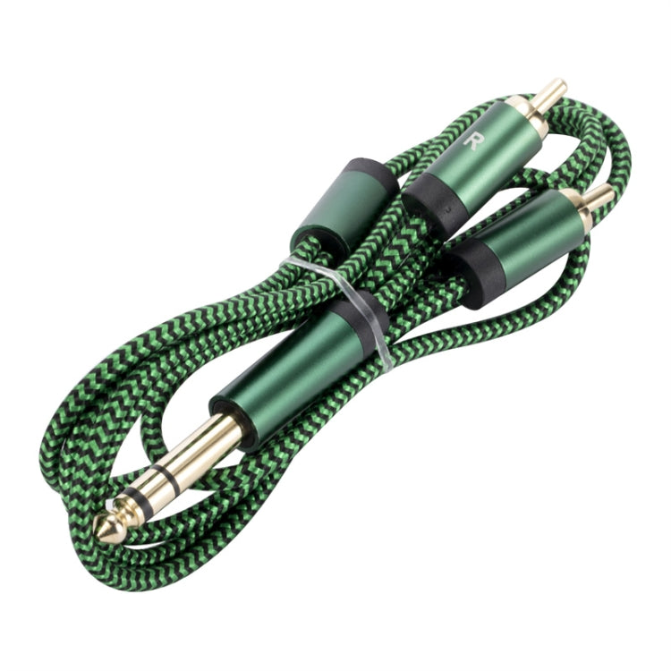 6.35mm Male to Dual RCA Female Audio Adapter Cable, Length:0.5m(Green) - RCA Cable by buy2fix | Online Shopping UK | buy2fix