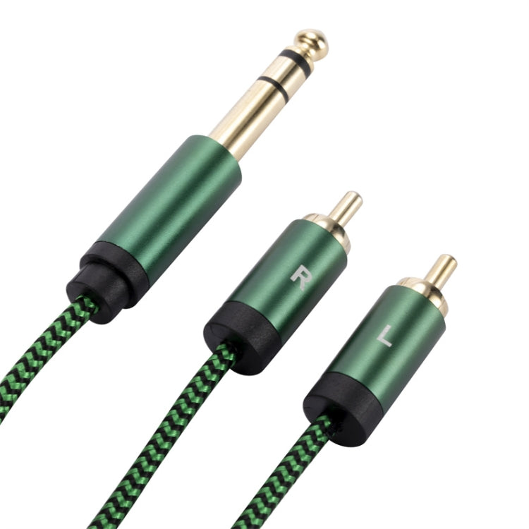 6.35mm Male to Dual RCA Female Audio Adapter Cable, Length:0.5m(Green) - RCA Cable by buy2fix | Online Shopping UK | buy2fix