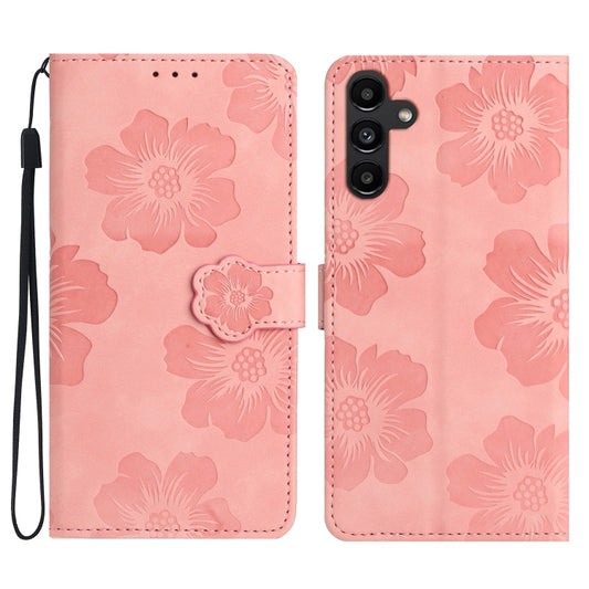 For Samsung Galaxy S25 5G Flower Embossing Pattern Leather Phone Case(Pink) - Galaxy S25 5G Cases by buy2fix | Online Shopping UK | buy2fix