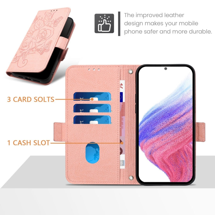 For Redmi K70 Ultra 5G Global Embossed Rose RFID Anti-theft Leather Phone Case(Pink) - Xiaomi Cases by buy2fix | Online Shopping UK | buy2fix