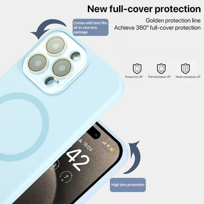 For iPhone 16 Pro Max Liquid Silicone MagSafe Full Coverage Phone Case with Lens Film(Grey) - iPhone 16 Pro Max Cases by buy2fix | Online Shopping UK | buy2fix