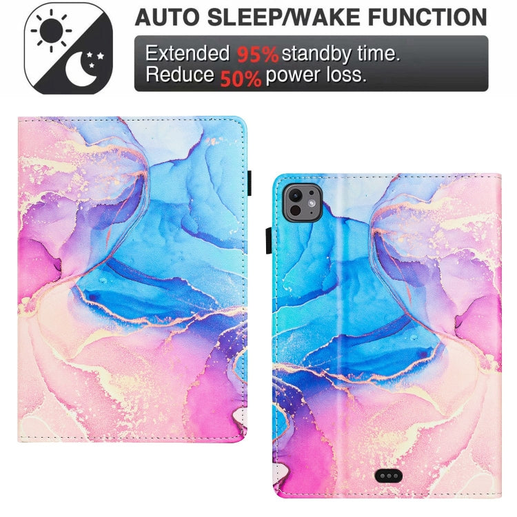 For iPad Air 11 2025 / 2024 Marble Litchi Leather Smart Tablet Case(Pink Blue) - iPad Air 11 2025 / 2024 Cases by buy2fix | Online Shopping UK | buy2fix