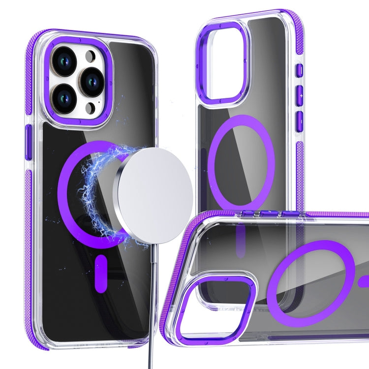 For iPhone 13 Pro Max Magsafe Dual-Color Transparent Black Full Coverage Phone Case(Purple) - iPhone 13 Pro Max Cases by buy2fix | Online Shopping UK | buy2fix