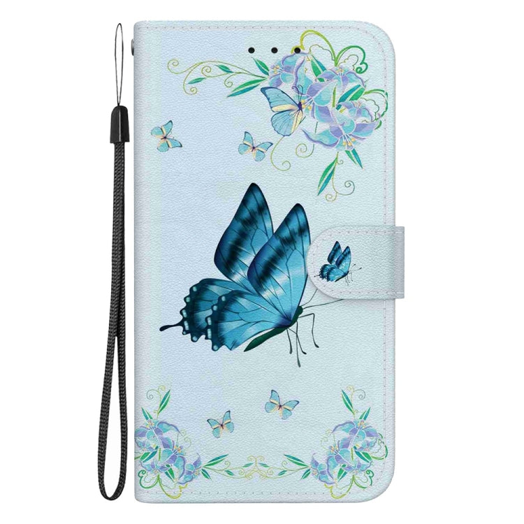 For Samsung Galaxy S25 5G Crystal Texture Colored Drawing Leather Phone Case(Blue Pansies) - Galaxy S25 5G Cases by buy2fix | Online Shopping UK | buy2fix