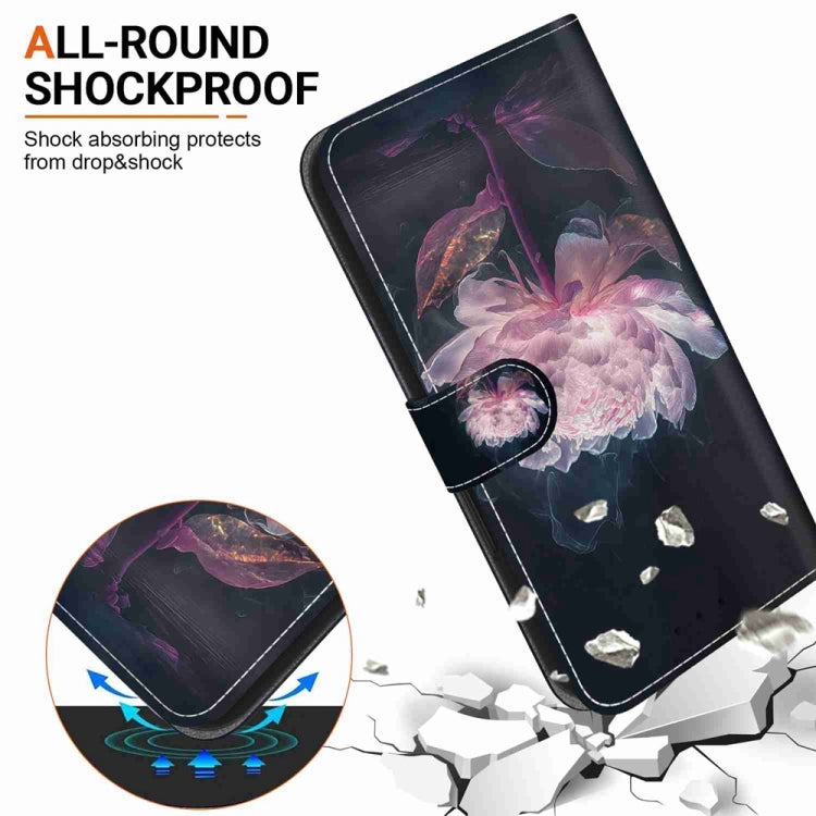 For Samsung Galaxy S25+ 5G Crystal Texture Colored Drawing Leather Phone Case(Purple Peony) - Galaxy S25+ 5G Cases by buy2fix | Online Shopping UK | buy2fix