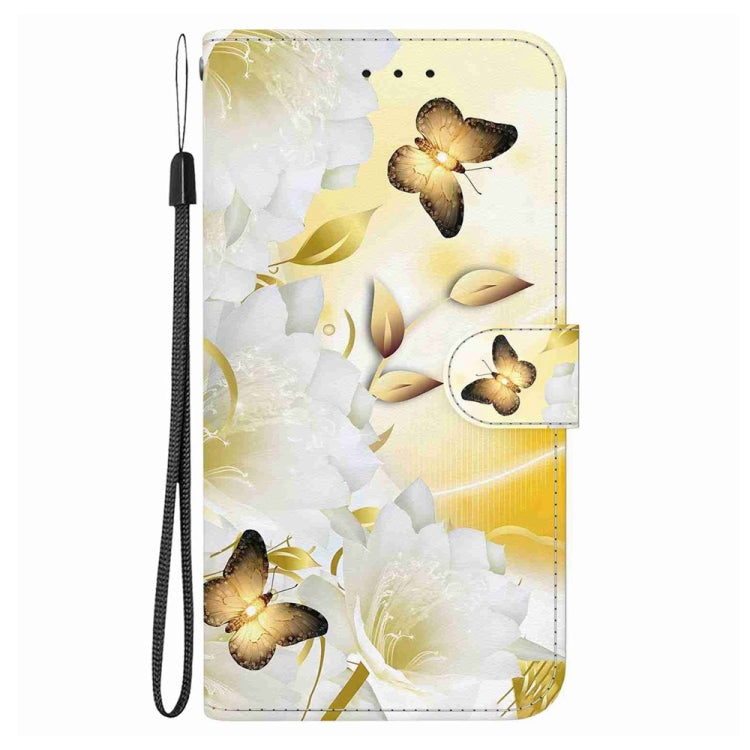 For Samsung Galaxy S25+ 5G Crystal Texture Colored Drawing Leather Phone Case(Gold Butterfly Epiphyllum) - Galaxy S25+ 5G Cases by buy2fix | Online Shopping UK | buy2fix