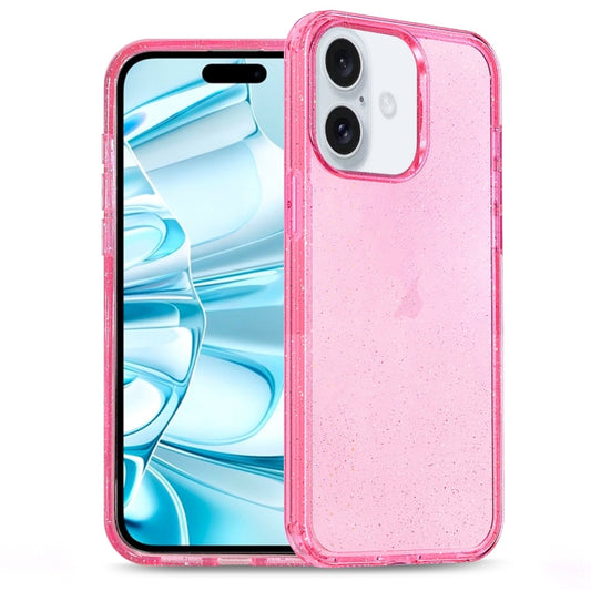 For iPhone 16 Glitter Powder TPU Hybrid PC Phone Case(Pink) - iPhone 16 Cases by buy2fix | Online Shopping UK | buy2fix