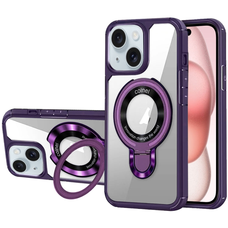 For iPhone 15 Plus MagSafe Acrylic Hybrid TPU Phone Case with Holder(Purple) - iPhone 15 Plus Cases by buy2fix | Online Shopping UK | buy2fix