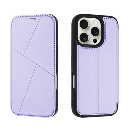 For iPhone 16 Pro Max Magnetic Armor Series RFID Card Slots Leather Phone Case(Purple) - iPhone 16 Pro Max Cases by buy2fix | Online Shopping UK | buy2fix