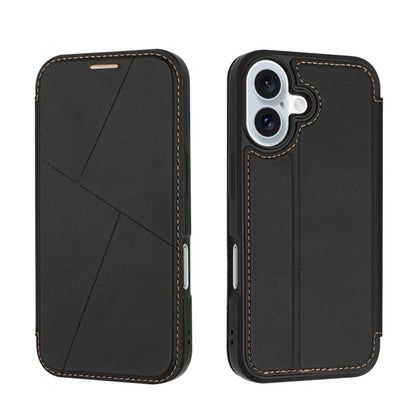 For iPhone 16 Magnetic Armor Series RFID Card Slots Leather Phone Case(Black) - iPhone 16 Cases by buy2fix | Online Shopping UK | buy2fix