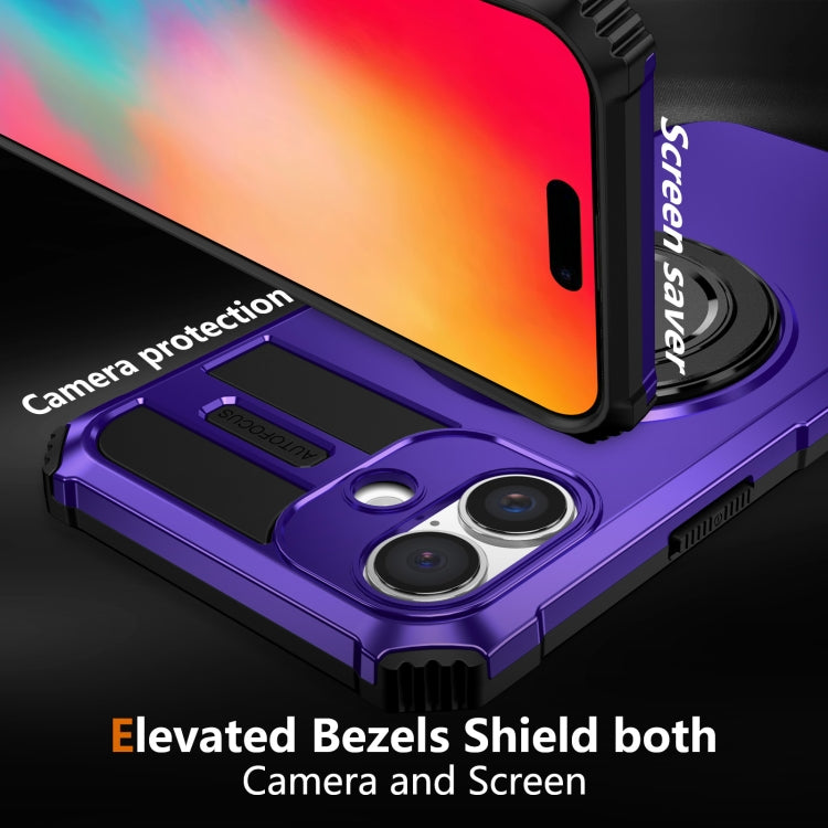 For iPhone 16 Plus Rotating Magnetic Holder Phone Case(Purple) - iPhone 16 Plus Cases by buy2fix | Online Shopping UK | buy2fix