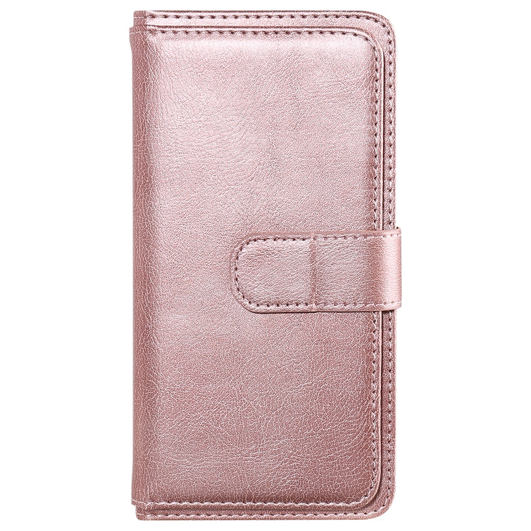 For iPhone SE 2024 Multi-Function Wallet 10 Card Slots Leather Phone Case(Rose Gold) - More iPhone Cases by buy2fix | Online Shopping UK | buy2fix