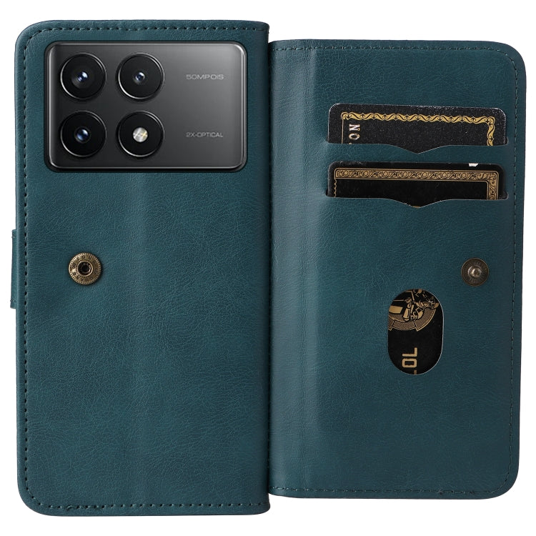 For Redmi K70 Multi-Function Wallet 10 Card Slots Leather Phone Case(Dark Green) - K70 Cases by buy2fix | Online Shopping UK | buy2fix