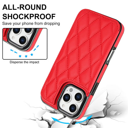 For iPhone 16 Pro Max Double Buckle Rhombic PU Leather Phone Case(Red) - iPhone 16 Pro Max Cases by buy2fix | Online Shopping UK | buy2fix