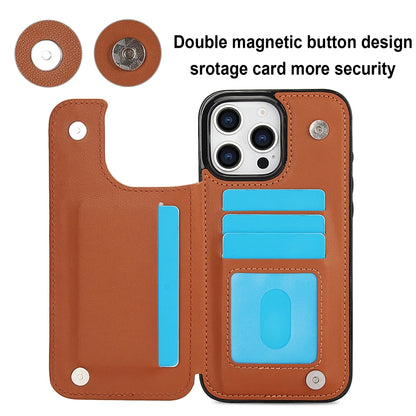 For iPhone 16 Pro Max Double Buckle Rhombic PU Leather Phone Case(Brown) - iPhone 16 Pro Max Cases by buy2fix | Online Shopping UK | buy2fix