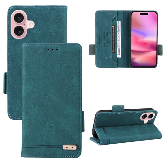 For iPhone 16 Magnetic Clasp Leather Phone Case(Green) - iPhone 16 Cases by buy2fix | Online Shopping UK | buy2fix