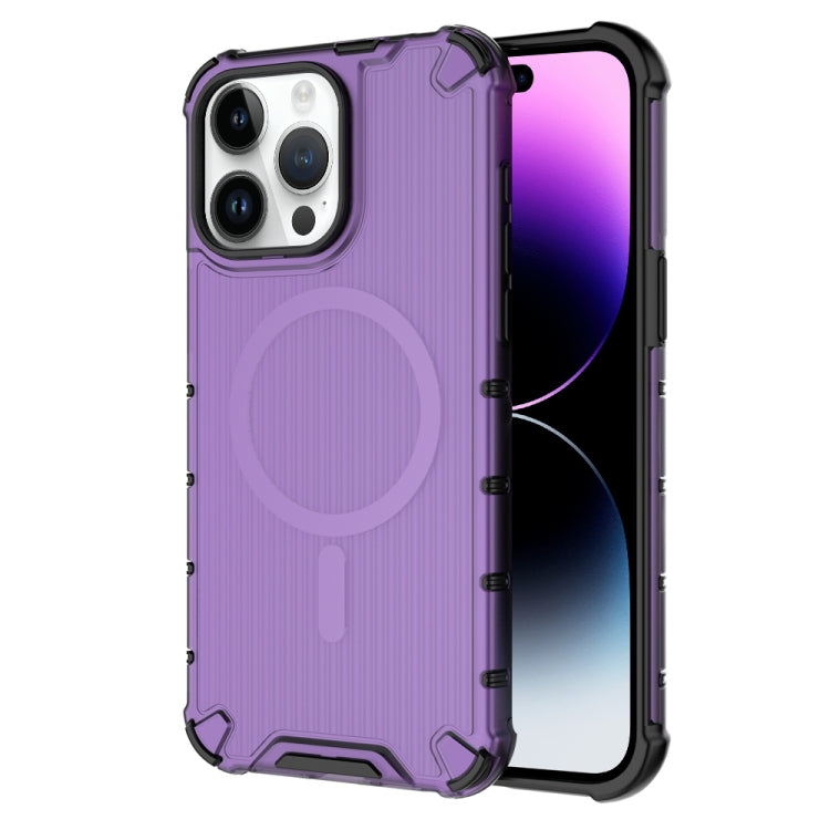 For iPhone 14 Pro Max Grating Airbag Shockproof MagSafe Frosted Phone Case(Purple) - iPhone 14 Pro Max Cases by buy2fix | Online Shopping UK | buy2fix