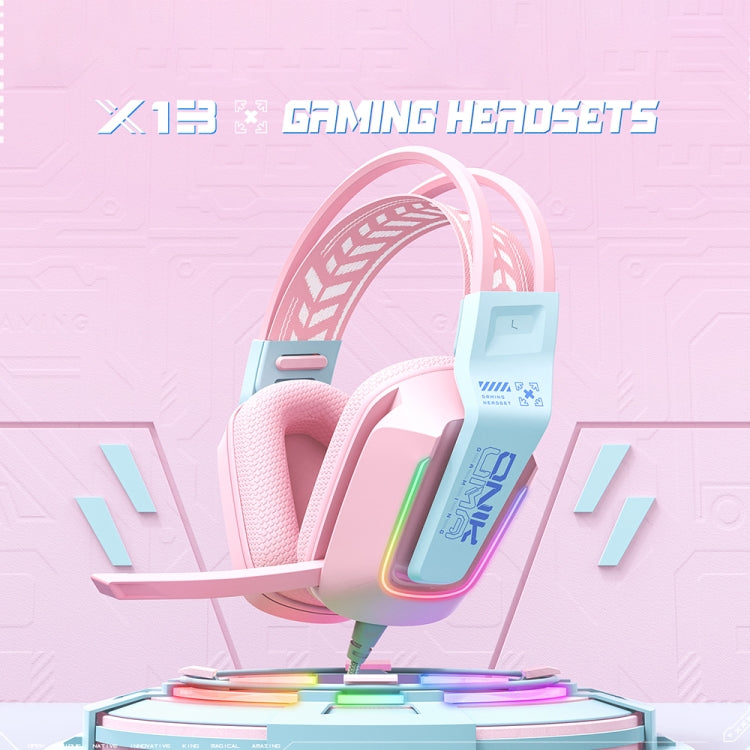 ONIKUMA X13 RGB Colorful Lighting Wired Gaming Headset with Microphone, Length:2.2m(Pink) - Multimedia Headset by ONIKUMA | Online Shopping UK | buy2fix