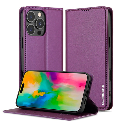 For iPhone 16 Pro Max LC.IMEEKE L1 Series Frosted Fine Texture PU Phone Case(Purple) - iPhone 16 Pro Max Cases by LC.IMEEKE | Online Shopping UK | buy2fix