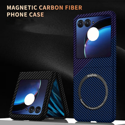 For Motorola Razr 50 Ultra Carbon Fiber Texture MagSafe Magnetic Phone Case(Blue Purple) - Motorola Cases by buy2fix | Online Shopping UK | buy2fix