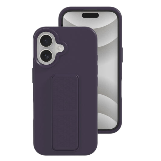 For iPhone 16 Liquid Silicone Holder Phone Case(Dark Purple) - iPhone 16 Cases by buy2fix | Online Shopping UK | buy2fix