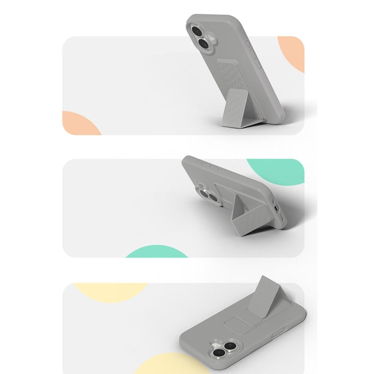 For iPhone 16 Pro Liquid Silicone Holder Phone Case(Titanium Grey) - iPhone 16 Pro Cases by buy2fix | Online Shopping UK | buy2fix