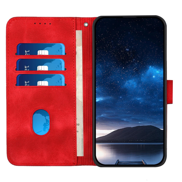 For Motorola Moto G Stylus 5G 2024 YX0080 Grid Butterfly Embossed Pattern Flip Leather Phone Case with Lanyard(Red) - Motorola Cases by buy2fix | Online Shopping UK | buy2fix