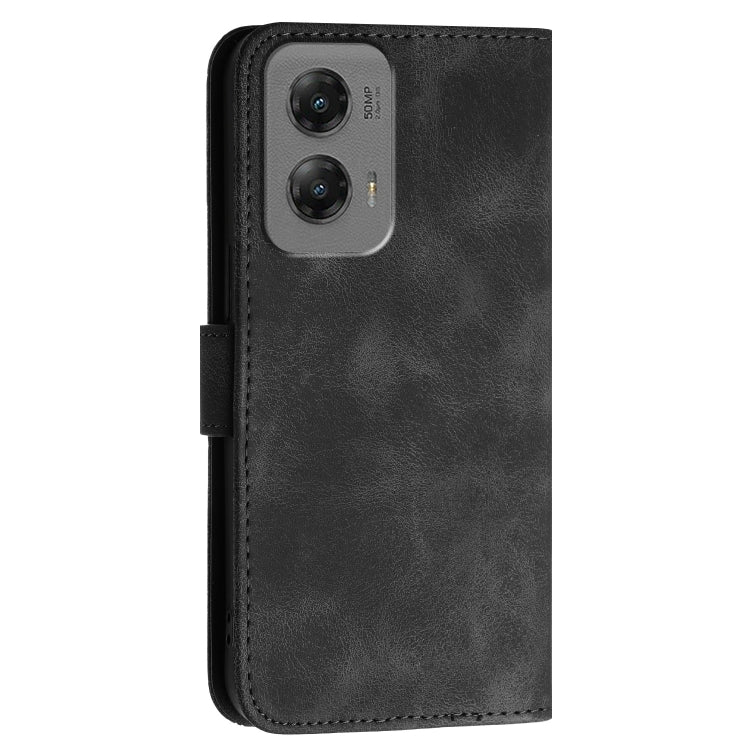 For Motorola Moto G Stylus 5G 2024 YX0080 Grid Butterfly Embossed Pattern Flip Leather Phone Case with Lanyard(Black) - Motorola Cases by buy2fix | Online Shopping UK | buy2fix