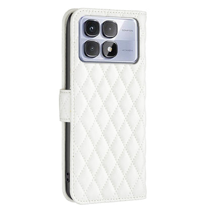 For Redmi K70 Ultra Diamond Lattice Wallet Flip Leather Phone Case(White) - Xiaomi Cases by buy2fix | Online Shopping UK | buy2fix